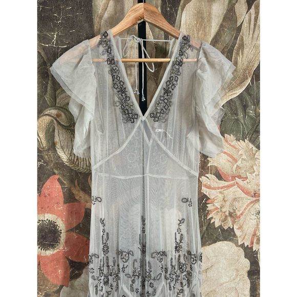 New Free People Annabelle Embellished Maxi Slip sz XS - Picture 4 of 7